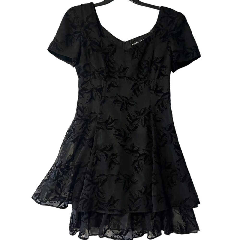 Vintage Amanda Taylor Women's 10 Chiffon Floral Burnout Dress Gothic‎ Goth Alt